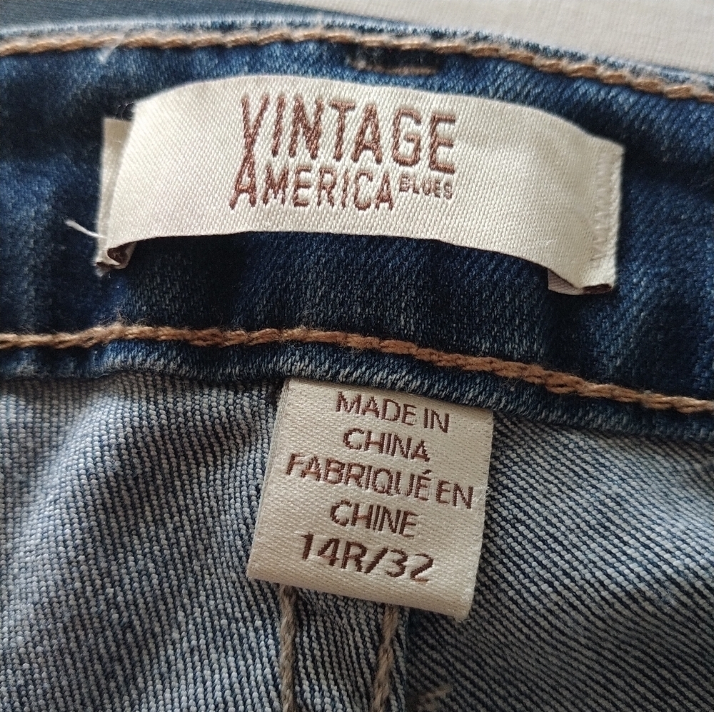 Vintage America Applique Boho Skinny Jeans 14R - Picture 12 of 14